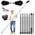 1Pc 11FT Gutter Cleaning Brush With Telescoping Handle Rain Gutter Cleaner Extendable Gutter Cleaning Tool From The Ground With 2 Angled Brushes Anti Slip Gloves Goggles