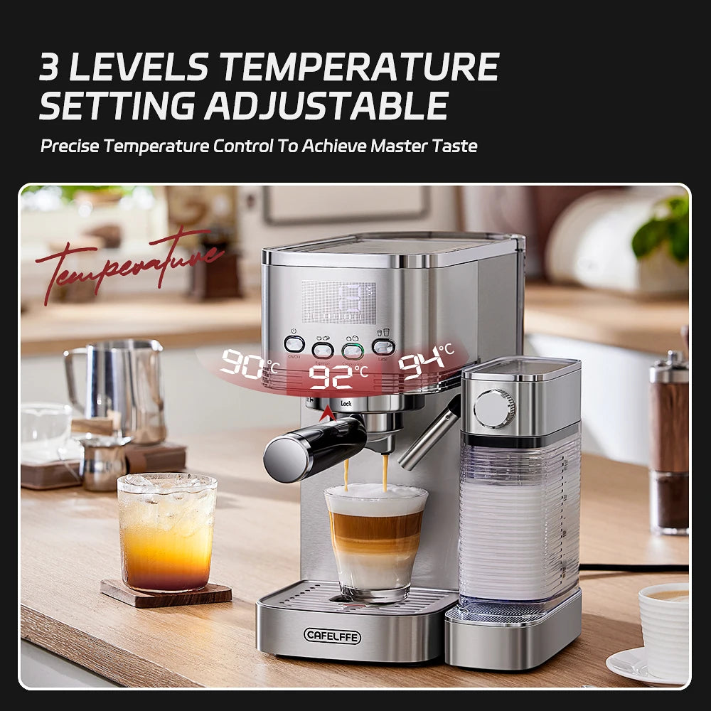 Fully Automatic Espresso Machines Automatic Milk Froth Ground Coffee Stainless Steels Cappuccino Maker Cafeteria 20Bar