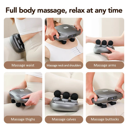 6 Head Massage Gun Deep Tissue Professional Muscle Massager Fascia Gun High Frequency Vibration Fitness Exercise 9 Modes 9 Gears