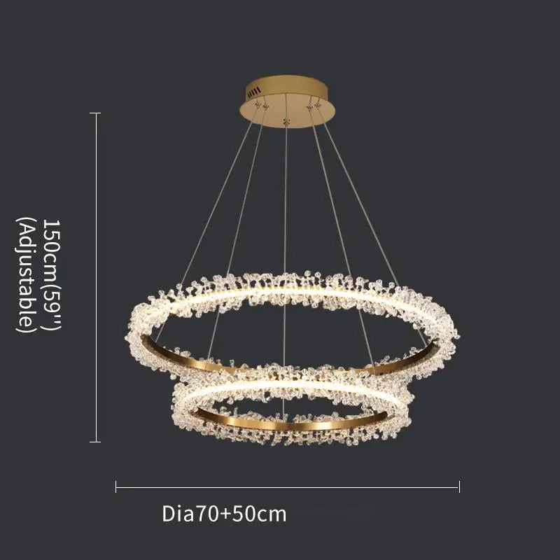 Luxury Crystal Gold Ring Led Chandelier Living Room Dining Room Bedroom Design Ring Chandelier Home Decoration Crystal Lamp