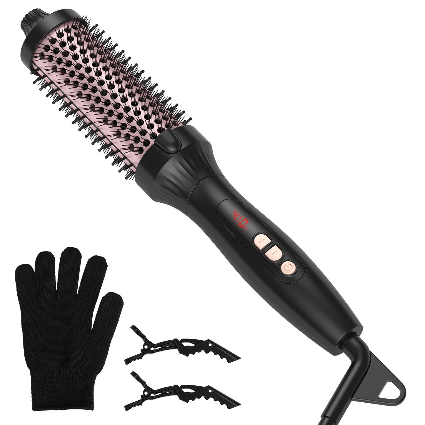 1Pc 3 In 1 Thermal Brush Hair Curler Brush Hair Curler Straightener With 10 Heating Levels 30S Fast Heating Fit For All Hair Types For Home Travel