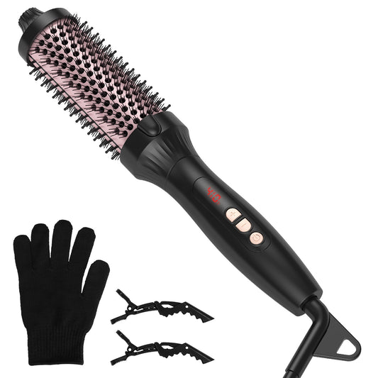 1Pc 3 In 1 Thermal Brush Hair Curler Brush Hair Curler Straightener With 10 Heating Levels 30S Fast Heating Fit For All Hair Types For Home Travel