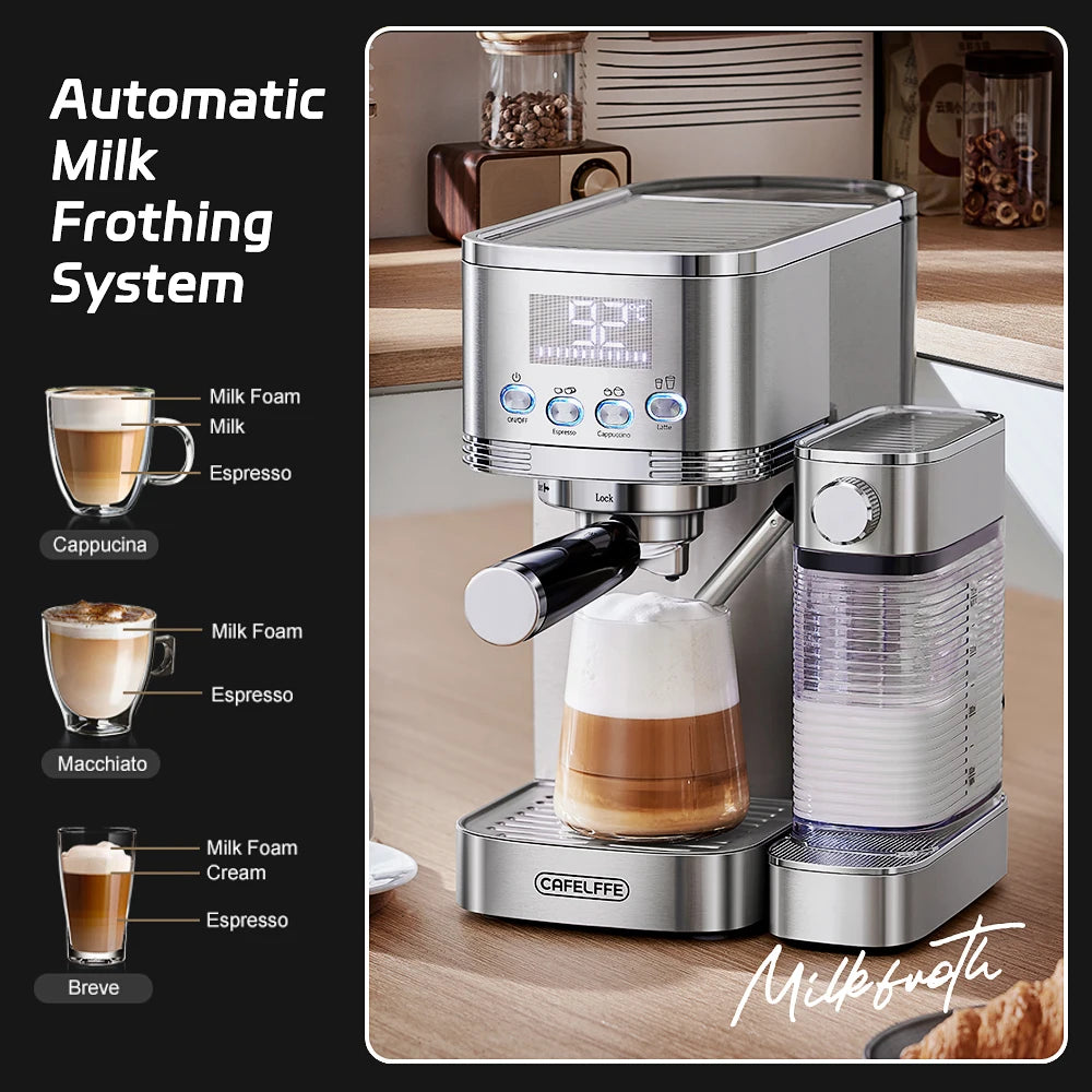 Fully Automatic Espresso Machines Automatic Milk Froth Ground Coffee Stainless Steels Cappuccino Maker Cafeteria 20Bar