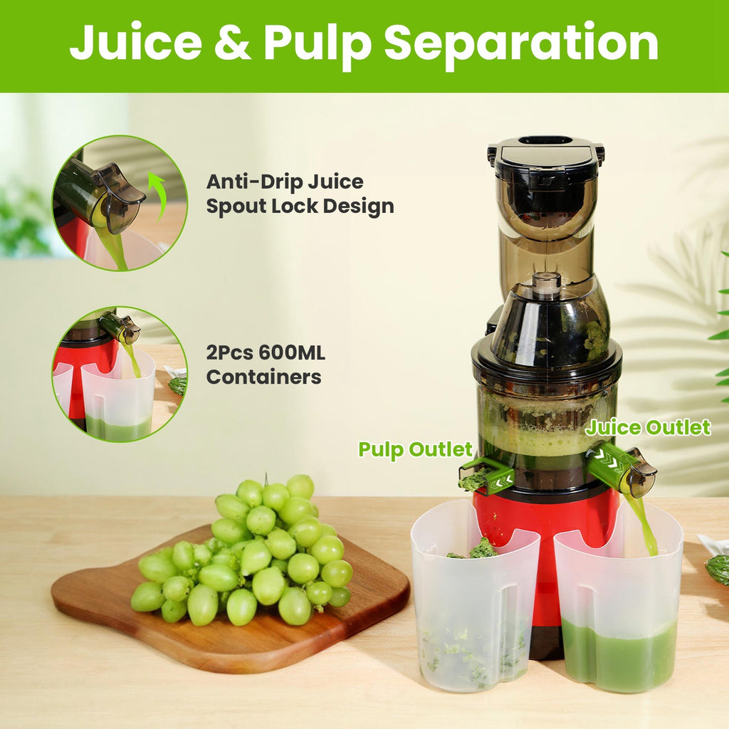 1Pc Cold Press Juicer Machine 300W Electric Slow Masticating Juicer For Whole Vegetable And Fruit With Reverse Function 2 Containers Cleaning Brush Clear Marks Easy Cleaning Fedex Shipping