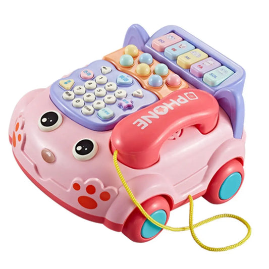 Baby Phone, Toy Baby Toy Phone Cartoon Baby Piano Music Light Toy Children Pretend Phone, Kids Cell Phone Girl with Light Parent