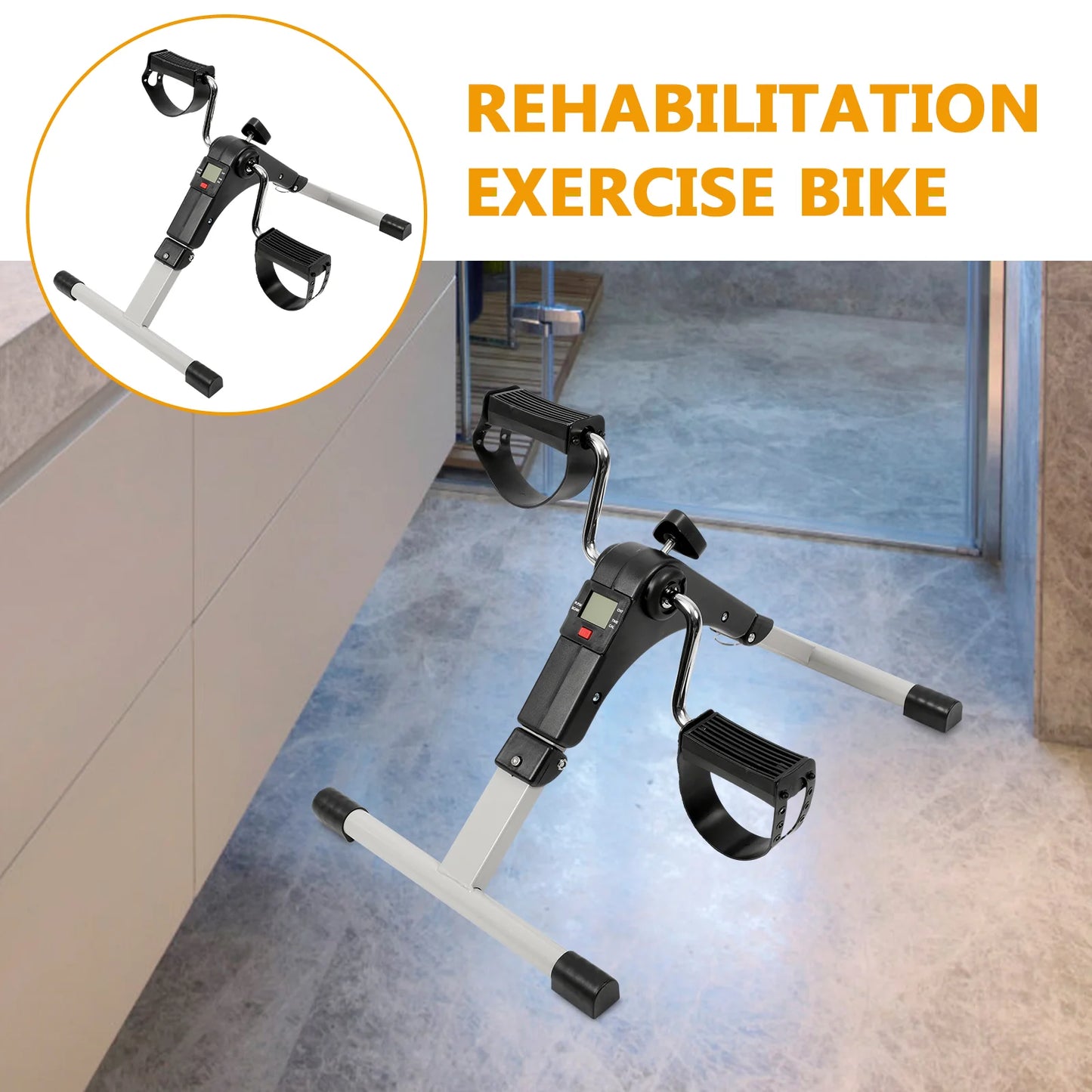 Stepper Foldable Bike Exercise Bikes for Home Pedal Mini Machine Rehabilitation Desk Fitness