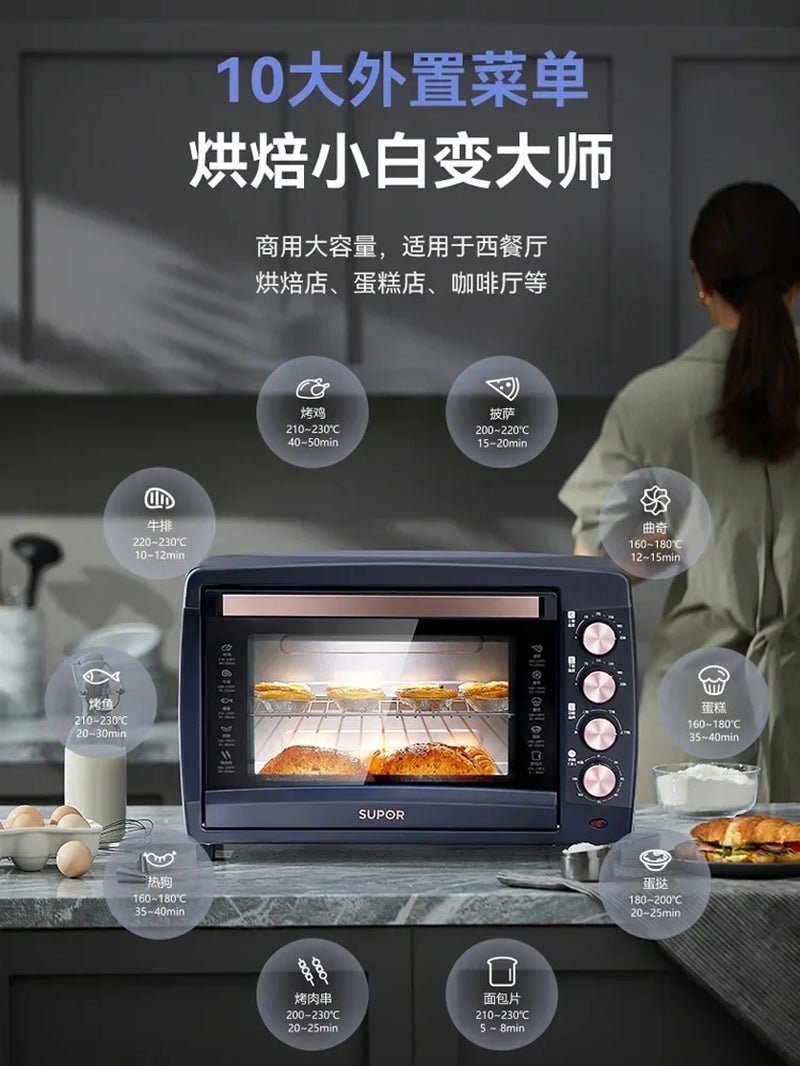 Supor Electric Oven Home Use Small Cake Bread Baking Machine Multi-Function Automatic 42L Large Capacity Oven