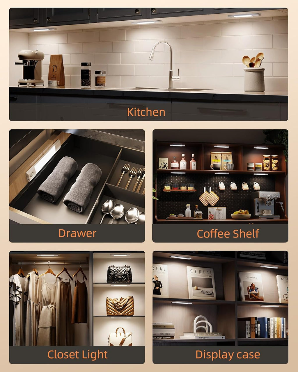 EZVALO Motion Sensor LED Light 3 Pack – Wireless Cabinet Light