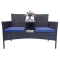 Wicker Patio Conversation Furniture Set, Outdoor Furniture Set With Removable Cushions & Table, Temp