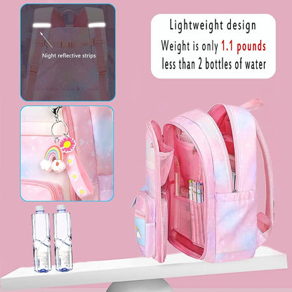 Girls School Backpacks Kawaii Book Bag with Compartments for Girl Kid Students Elementary School Back Pack Kids Rucksack Mochila