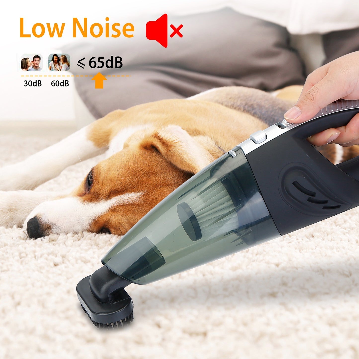 Car Handheld Vacuum Cleaner Cordless Rechargeable Hand Vacuum Portable Strong Suction Vacuum With Hose Nuzzle Brush For Dust Pet Hair