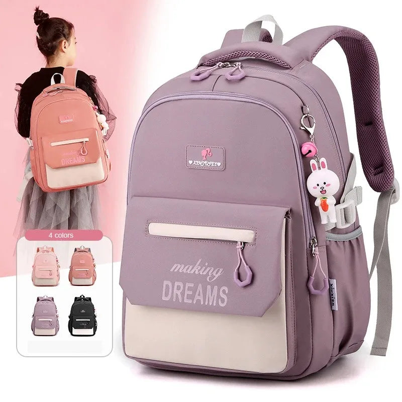 School Backpack for Girls Primary School Student Bag 8-14 Years Children Pink Bookbag Kids Satchels Teenagers Knapsack Mochila