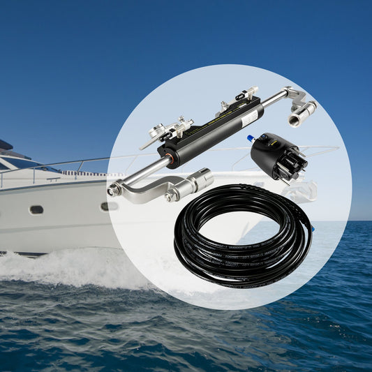 Hydraulic Steering Kit 300HP Hydraulic Steering Compact Cylinder Hydraulic Outboard Steering Kit With Helm For Boat Marine Steering System