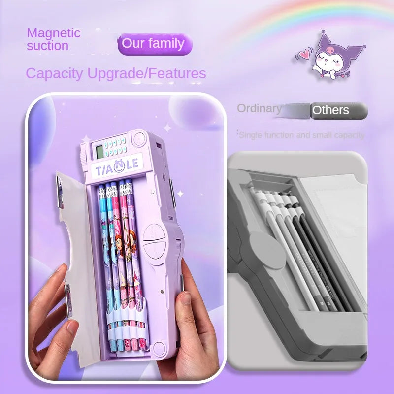 Creative Multi-Functional Stationery Box with Calculator New Internet Famous Pen Case Large Capacity Simple Bag Storage