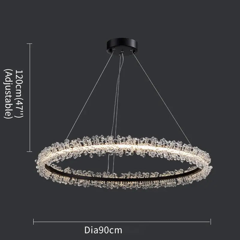 Luxury Crystal Gold Ring Led Chandelier Living Room Dining Room Bedroom Design Ring Chandelier Home Decoration Crystal Lamp