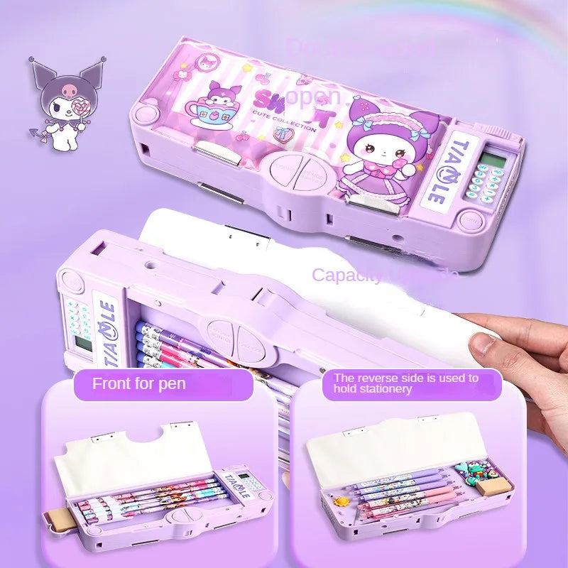 Creative Multi-Functional Stationery Box with Calculator New Internet Famous Pen Case Large Capacity Simple Bag Storage