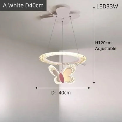 New Modern LED Chandelier Dimming Butterfly Style Lights Living Dining Room Baby Bedroom Hall Bar Pendant Lamps Indoor Lighting