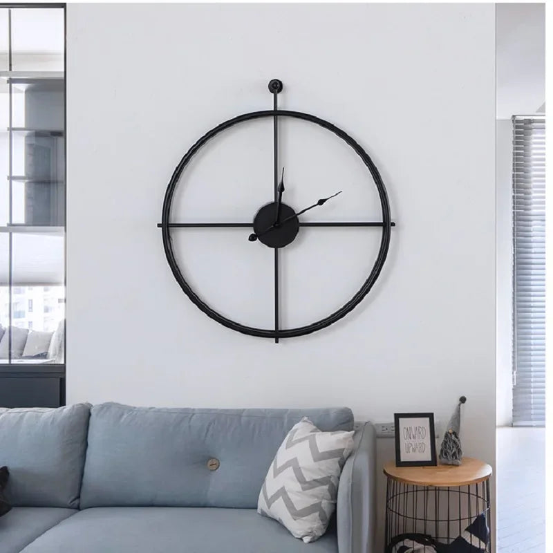 50/60Cm Metal Wall Clock Large Size 3D Nordic round Wall Watch Walnut Pionter Modern Style Clock Home Decoration for Living Room