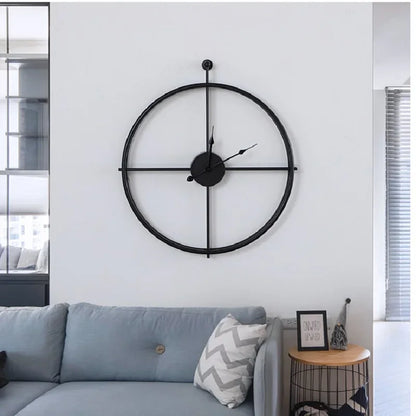 50/60Cm Metal Wall Clock Large Size 3D Nordic round Wall Watch Walnut Pionter Modern Style Clock Home Decoration for Living Room