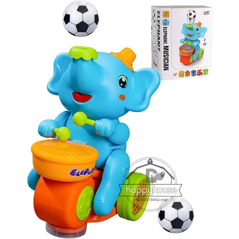 Musical Walking Elephant Drummer Toys for Kid Musical Toy with LED Light Music Sensory Activity Toys Learning Educational Toys