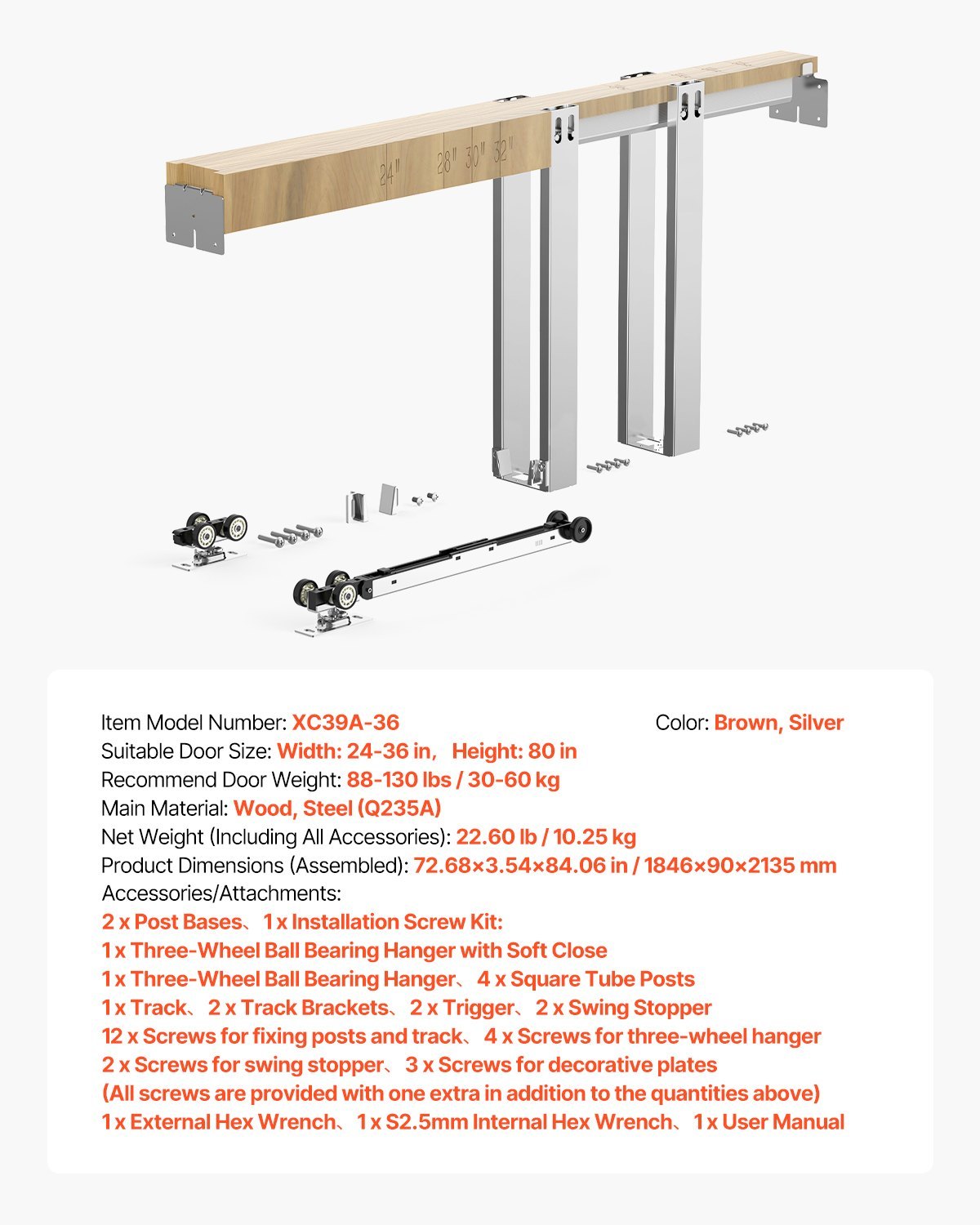Pocket Door Frame Kit Pocket Door Kit For 24-36 In Wide 80 In High Door Steel