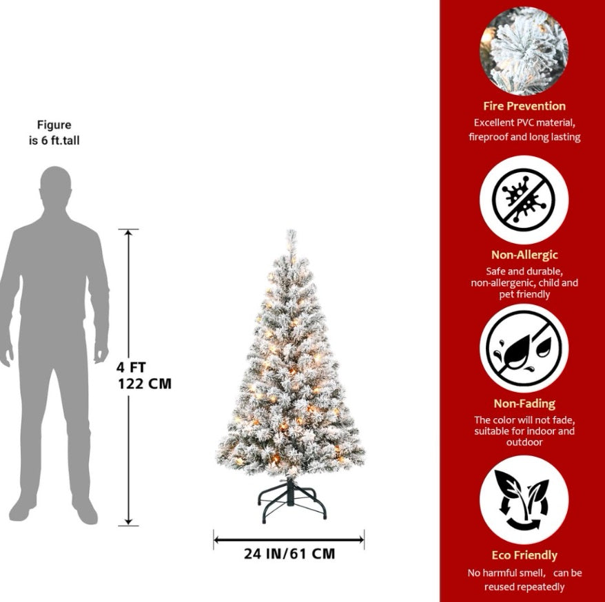 4ft PVC Round Head Flocking Tree