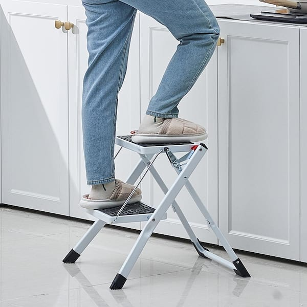 2-Step Folding Ladder Wide Anti-Slip Pedal Stool For Home & Office